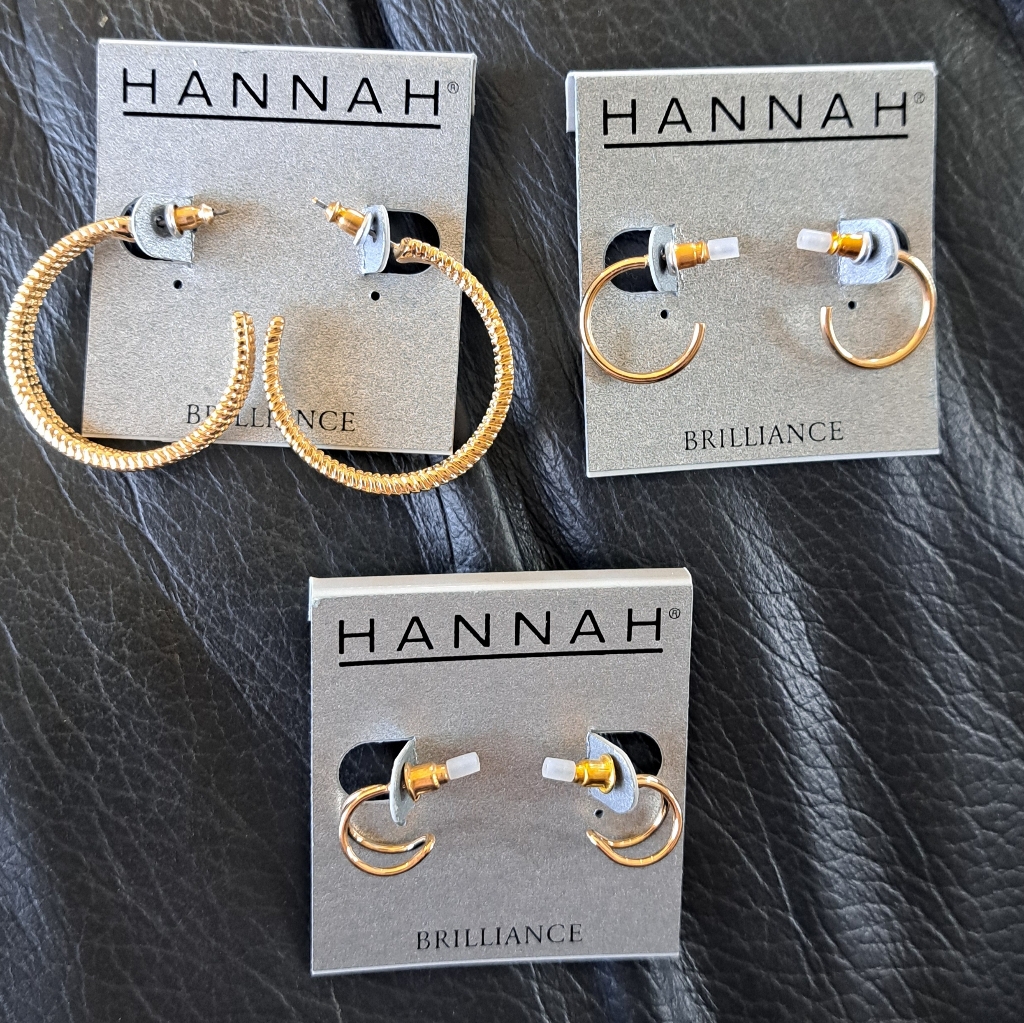 Hannah Brilliance: Gold Tone Hoop Earrings-Lot Of 3